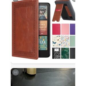 CoBak Brown Leather Stand Case  2024 for 7 inch kindle  paperwhite